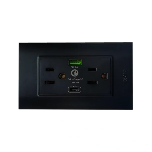 B105/2U-C-M - Toma Con Puerto Usb + Tipo C Negro Mate
