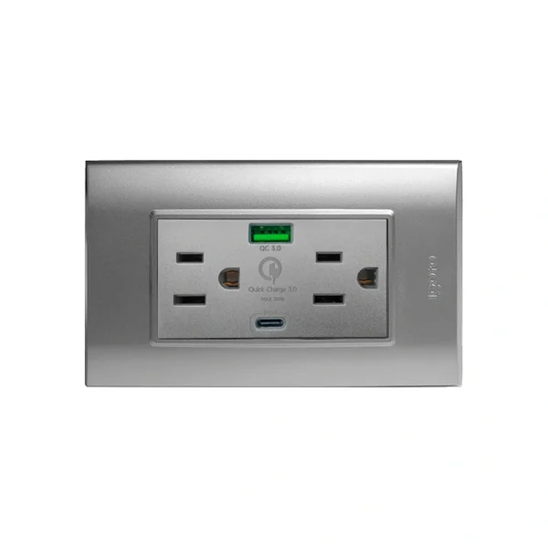B105/2U-C-S Toma Con Puerto Usb + Tipo C Plata