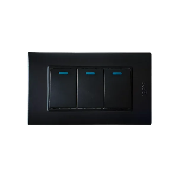 B516-M- Interruptor Triple Negro Mate