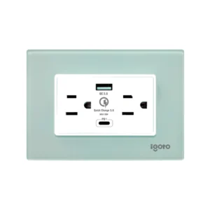 Z105/2U-C-A - Toma Doble con Tierra con puertos USB + C