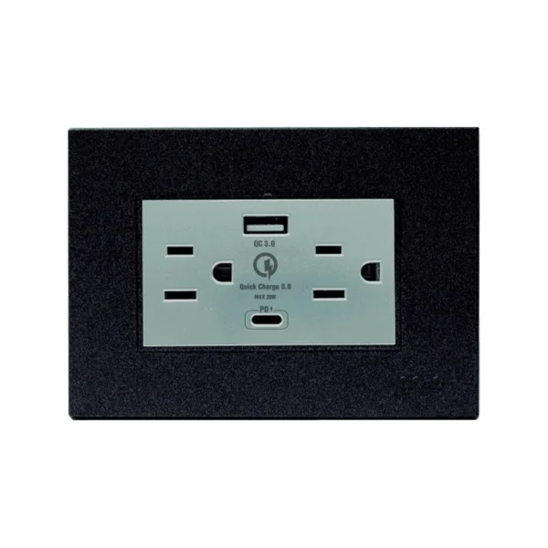 Z105/2U-C-B - Toma Doble con Tierra con puertos USB + C