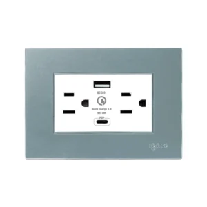 Z105/2U-C-S - Toma Doble con Tierra con puertos USB + C