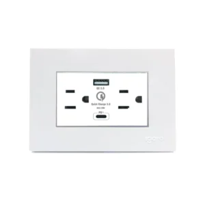 Z105/2U-C-W - Toma Doble con Tierra con puertos USB + C